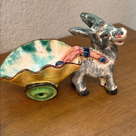 Vintage Italian pottery donkey and cart - Picture 9 of 9